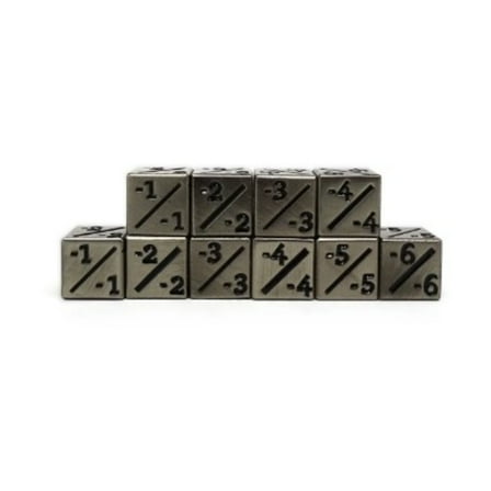 Easy Roller Dice d6 Metal Counter Dice - Legendary Silver, Minus (10) New