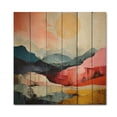 thumbnail image 3 of Designart "Pastel Bold Sunset horizon I" Abstract Print on Natural Pine Wood, 3 of 5