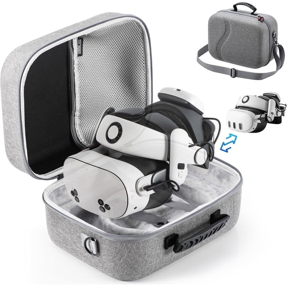 STARTRC GAMES Hard Case for Meta Quest 3/3S and Quest 2, Shockproof Waterproof VR Headset Travel Bag with Elite Strap Support, Mesh Pocket and Soft Lining