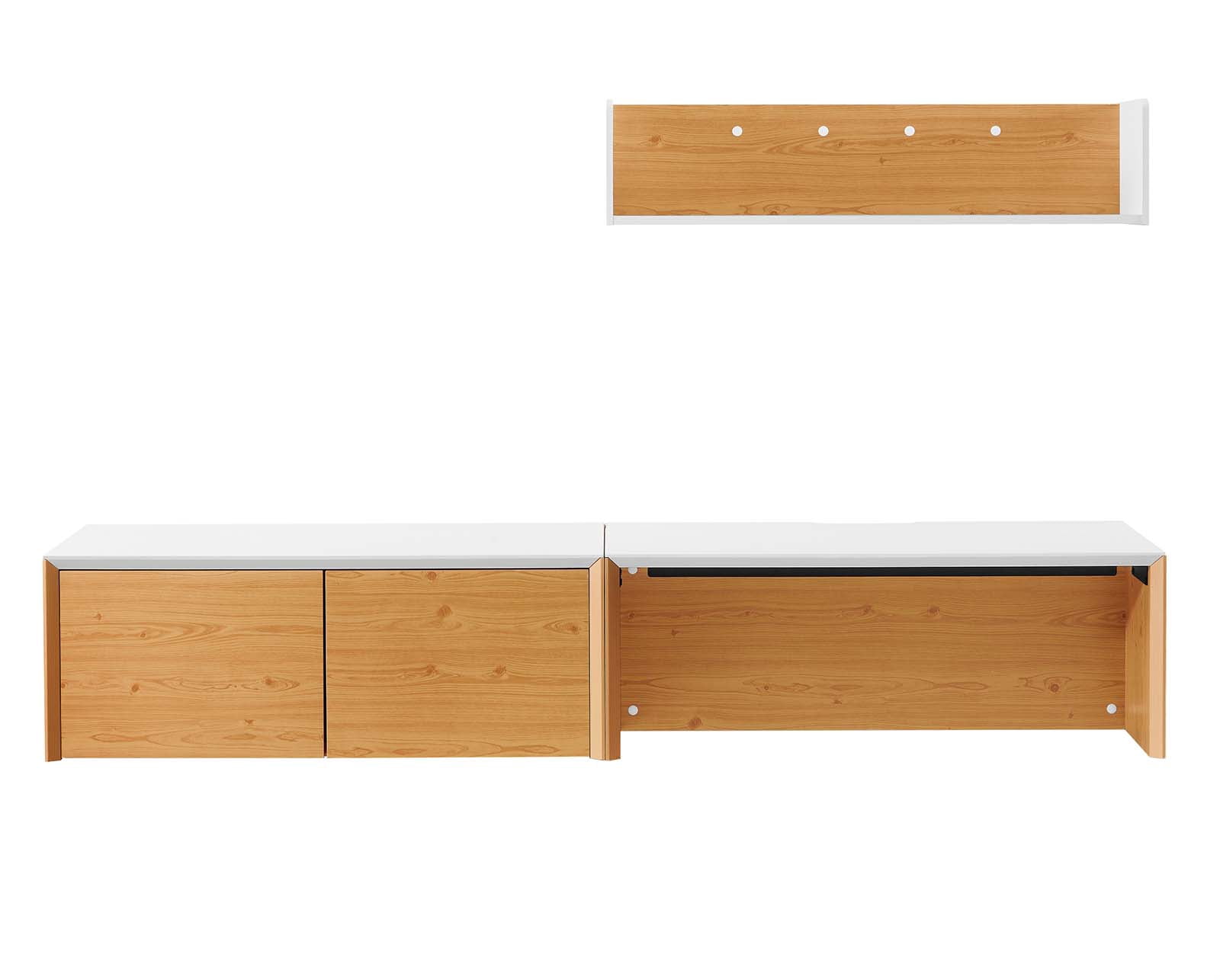 Kinetic 38" Wall-Mount Office Desk With Cabinet and Shelf in White Natural