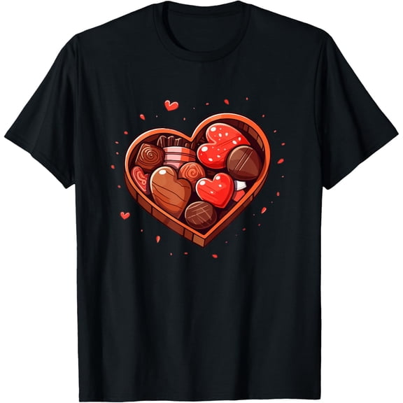 Cute Chocolate Candy Heart Love Valentine Day Women Girls T-Shirt
