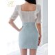 thumbnail image 2 of H Han Queen-Vestido corto de retazos de encaje para mujer, Vestidos de manga corta a la moda para ocasiones formales, Vestidos de fiesta 2024, 2 of 4