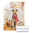 thumbnail image 2 of Happy Thanksgiving Airedale Terrier with Turkey Pumpkins Autumn Vibes Cozy Fleece Blanket Dale Waterside Dog Lover Warm Soft Throw Blanket - 12018, 2 of 5
