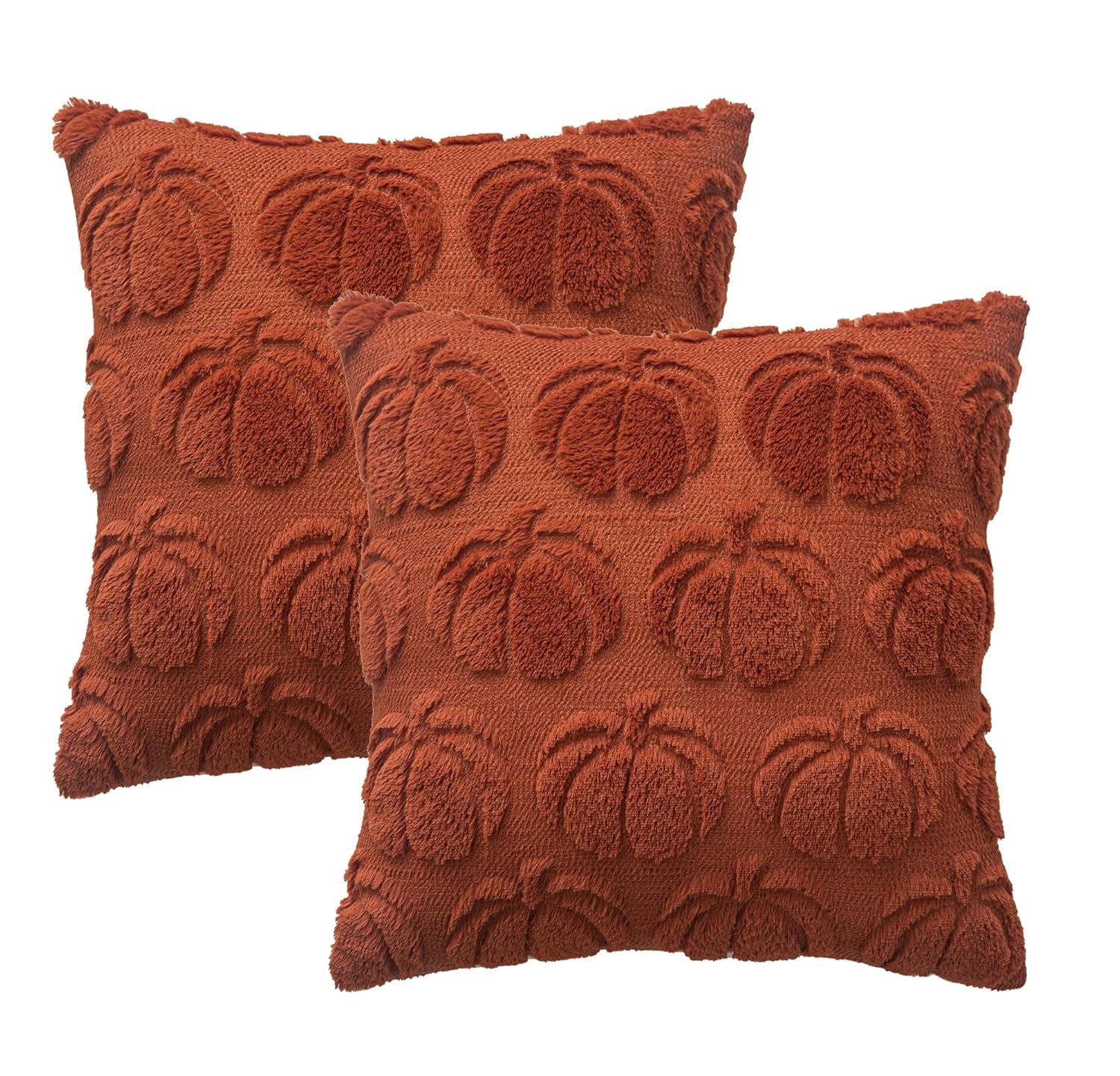Fall Pillow Covers 18x18 Set of 2 Fall Decorations Thanksgiving Autumn Pumpkin Throw Pillow Cases Soft Plush Faux Fur Wool Couch Cushion Case for Chair Sofa Bedroom Living Room Home Decor