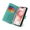 thumbnail image 6 of Compatible with iPhone 14 Plus Wallet Case with Card Holder & Cash Slot [RFID Blocking],Wallet Wristlet Pressed Butterfly Flower PU Leather Magnetic Flip Folio Cover for Women Men,Green, 6 of 10