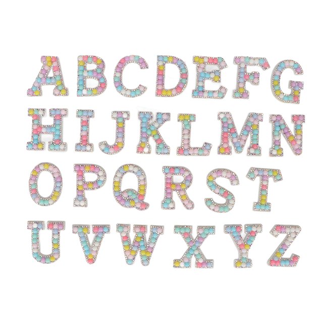 Oubit English Letter Sticker,26pcs Self Adhesive Letter Pearl Rhinestone Letter Patches Letter Patch Sticker High-Intensity Output