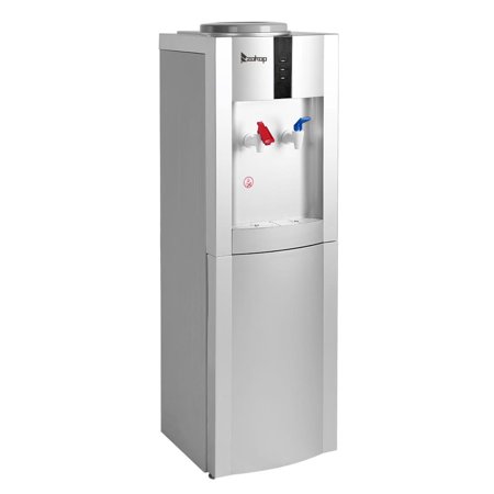 Dispenser Lock - ZOKOP Top Loading Water Cooler Dispenser Freestanding with Hot & Cold Water, Storage Cabinet, Child Safety Lock, Perfect for Office Home
