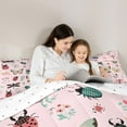 thumbnail image 5 of Homewish Cartoon Butterfly Ladybug Full Size Comforter Sets, Cute Animal Insect Bedding Comforter Set, Princess Pink Cartoon Reversible Bedding Sets, Super Cozy Room Decor, 3 Pieces, 5 of 8