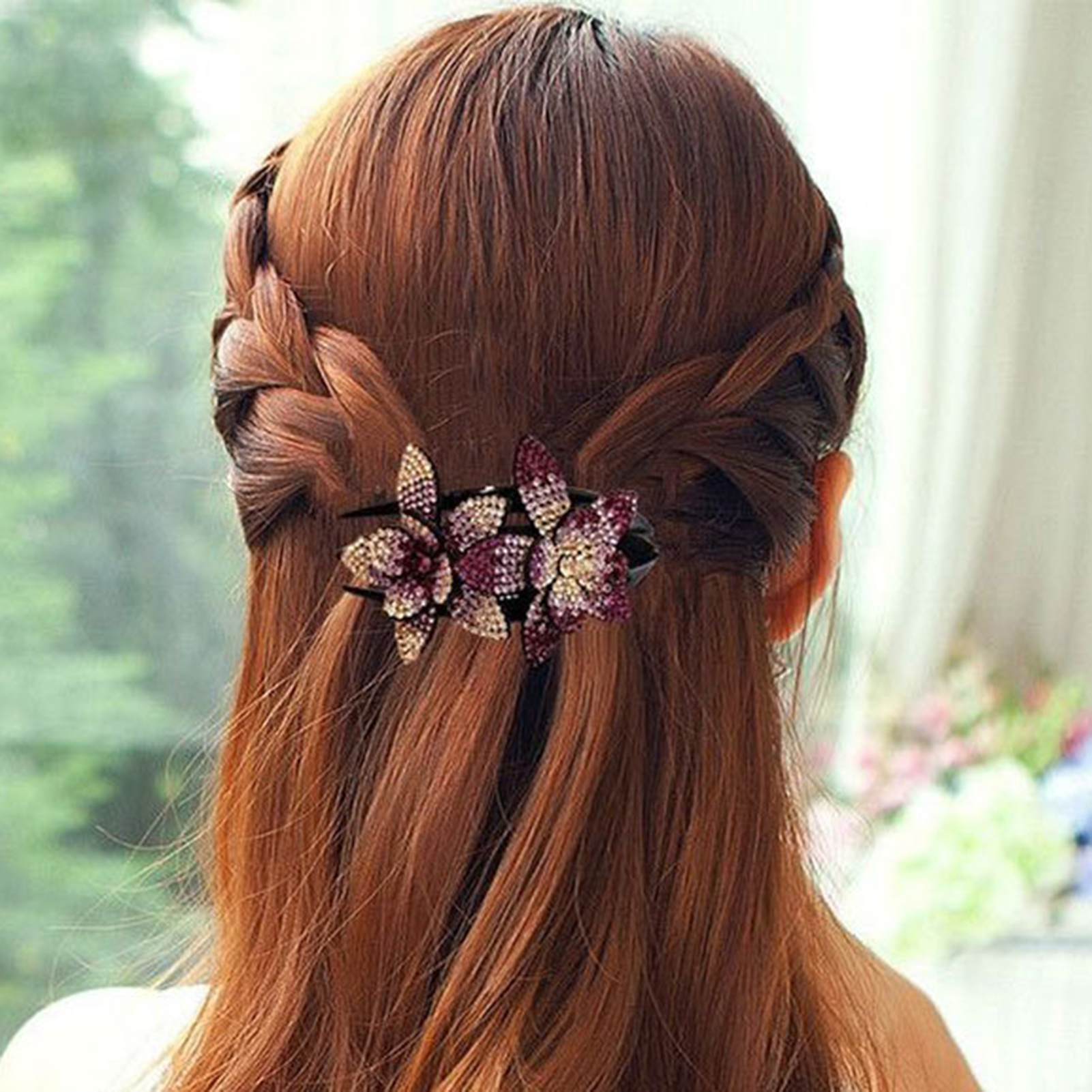 ヘアアクセサリー TATIANA Heart Classic Double Bone Hairpin HB2217 Vintage Art Deco Crystal Barrette, Long for Thick Hair