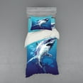 thumbnail image 2 of Ambesonne Blue Bedding Set 4 Pcs, Shark Oceanlife Animal, Queen, Blue Grey, 2 of 3