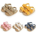 thumbnail image 5 of Infant Baby Girls Boys Sandals Summer Bowknot Crib Shoes Toddler Pu Leather Flower Soft Rubber Sole Dress Flats First Walker Shoes, 5 of 6