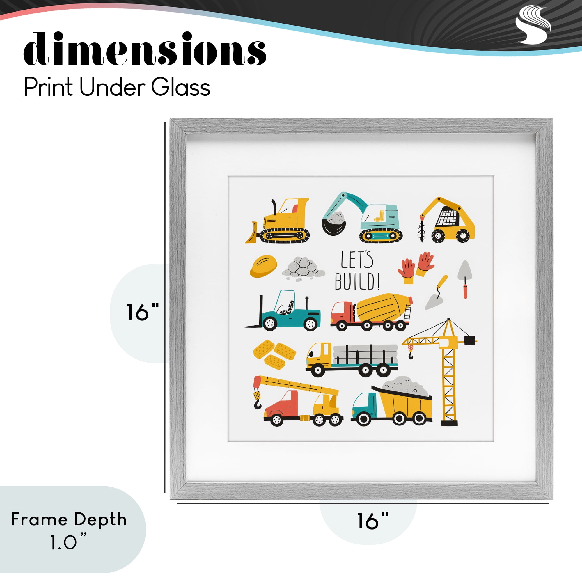 Stupell Industries Let's Build Various Construction Trucks Gray Framed Print Under Glass, design by Creative Studio