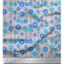 Soimoi Poly Georgette Fabric Dot & Floral Artistic Printed Fabric 1 Yard 42 Inch Wide