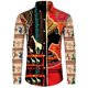 thumbnail image 3 of Camisas con cuello vuelto y botones con estampado dashiki africano para hombre, blusas casuales de manga larga, ropa de calle de estilo étnico, camisa, 3 of 5