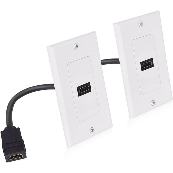 Cable Matters 2-Pack 1-Port HDMI Wall Plate in White (4K UHD, ARC, and Ethernet pass-thru support)