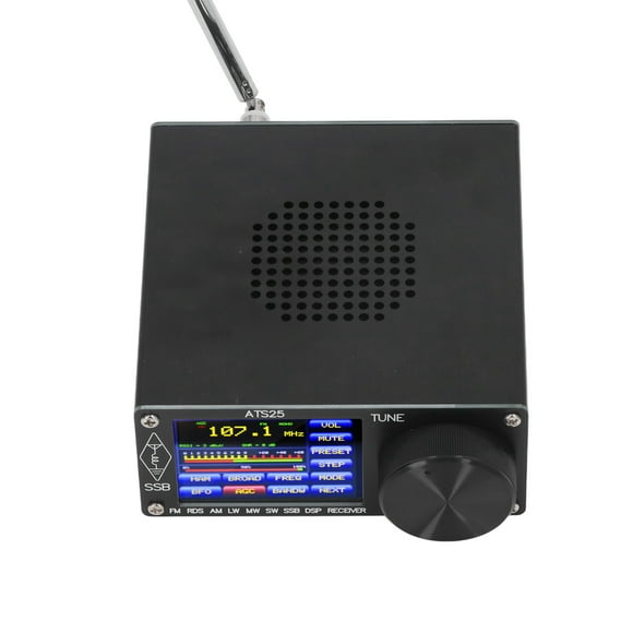 Shortwave Radio, Aluminum Alloy Shell Search Function Stereo Sound Output Type C Interface Radio Receiver Portable with 2.4in Color Touch Screen for HAM