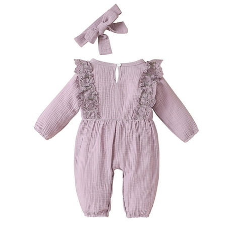 

Aayomet Onesies For Baby Girl Baby Girls Long-Sleeve Coveralls Multipacks Purple 6-12 Months