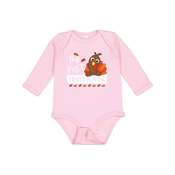 Inktastic My 1st Thanksgiving Cute Turkey Boys or Girls Long Sleeve Baby Bodysuit
