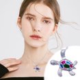 thumbnail image 2 of Jewelry VerPetridure Sea Turtle Ocean Blue Fire Opal Inlay Silver Jewelry Necklace, 2 of 5