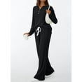 thumbnail image 4 of Conjuntos de Dos Piezas para Mujer, Suéter de Cuello Henley de Otoño, Chándal A Juego, Pijamas Cómodos con Bolsillos Negro L, 4 of 7
