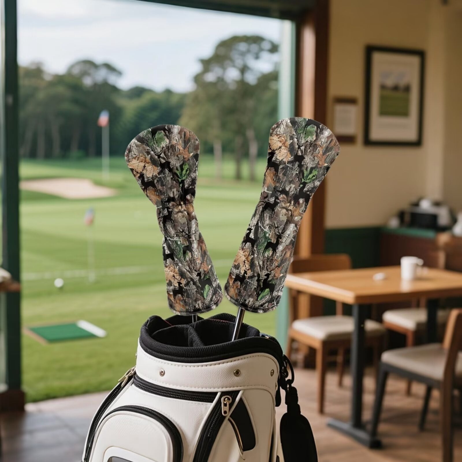 Uorisanigo Golf Headcovers (3-Pack) – Waterproof Camo Hunting Forest Golf Club Protection for Fairway Woods Driver Hybrids, Lightweight PU Leather Golfclub Head Cover with Soft Lining