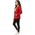 thumbnail image 4 of Women’s Lightweight Cotton Blend Zip Up Hoodie Jacket Red Large, 4 of 9