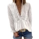 thumbnail image 1 of Tops Con Cuello En V, Cómoda Blusa Informal De Manga Larga Con Volantes Para Mujer, Estampado De Lunares Encantador Para La Oficina Para Ir De Compras ANGGREK  Otros, 1 of 6