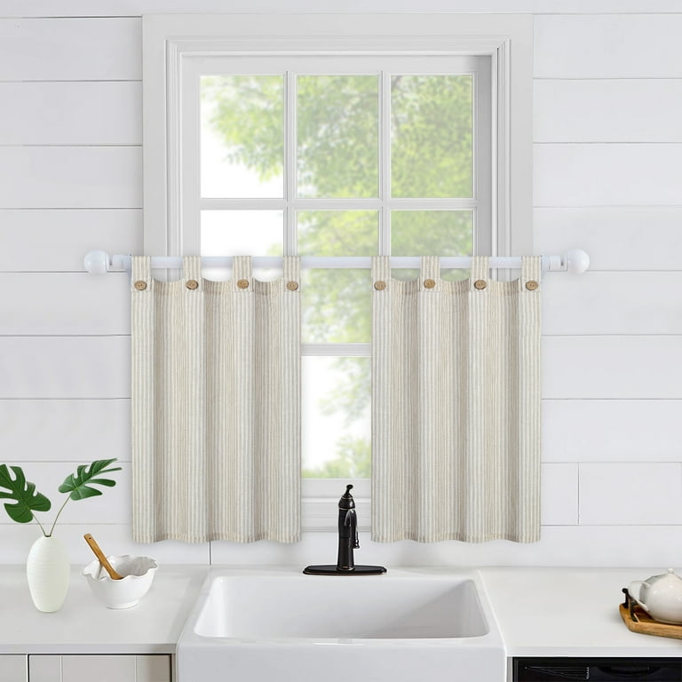 Pleated Plaid Striped Cafe Curtain , Tier Curtains, Kitchen Curtains,  Bathroom Curtains , Window Treatments, Farmhouse 