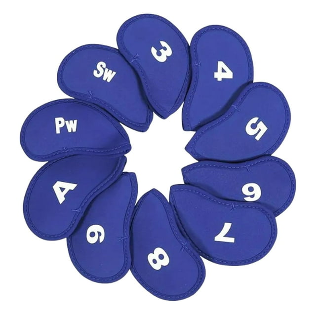 jinwen 10 Pieces Golf Iron Head Covers Golfer Gifts Neoprene Accessories Protectors Blue