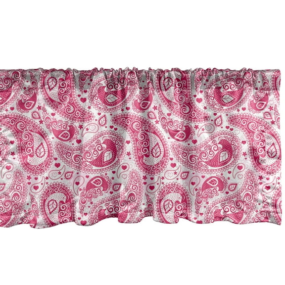 Ambesonne Hippie Window Valance, Boho Oriental Motif, 54" X 12", Magenta and White