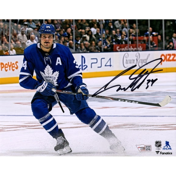 Auston Matthews Toronto Maple Leafs Autographed 8" x 10" Blue Jersey Stopping Photograph - Fanatics Authentic Certified