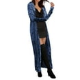 thumbnail image 2 of Baqcunre Trench Coats For Women Women Fashion Long Sleeve Velvet Wind Coat Cardigan Jacket Coat Cardigan Sweaters For Women Fall Outfits For Women 2023 Blue L, 2 of 7