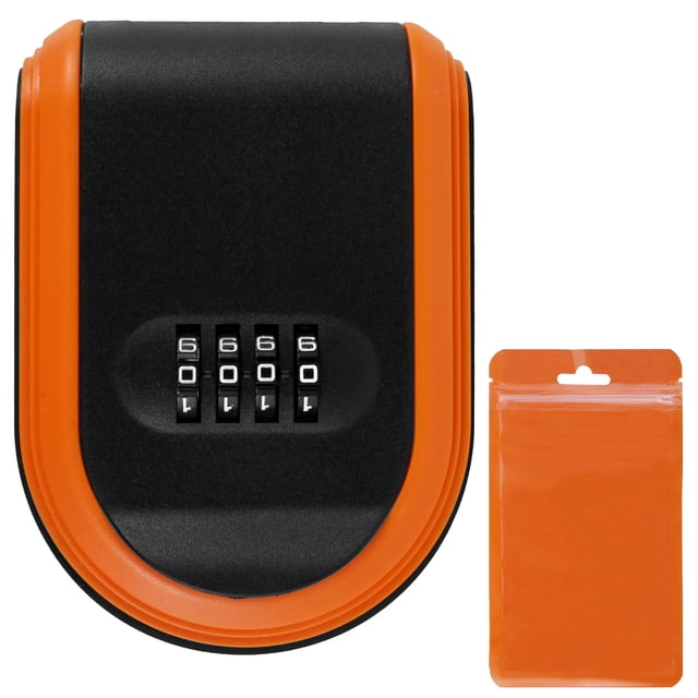Magnetic Key Holder Safe Magnetic Key Box Under Car Plastic Hidden Combination Key Box 4 Digit Password Key Box Portable Key Safe Box Key Storage Security Box for Keys-orangeandblack-