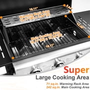Segmart 3 Burner BBQ Propane Gas Grill, Stainless Steel 30,000 BTU Patio Garden Barbecue Grill with Folding Side Tables, Hanging Basket & Thermometer for Outdoor Cooking