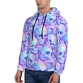 thumbnail image 3 of Kdxio Blue Skull Daisy Print Mens Casual Hooded Collar Drawstring Hoodies Pullover Sweatshirts Casual Long Sleeve Shirts-4X-Large, 3 of 7