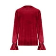 thumbnail image 5 of Velvet Blouses for Women Dressy Casual Tops Drop Neck Long Sleeve Shirts Drape Ruched Front Tunic Top Fashion Trendy Loungewear Soft Warm Clothes Fall Outfits for Women, 5 of 6