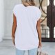 thumbnail image 4 of Gibobby Playera de Manga Corta con Cuello Redondo Camiseta informal manga corta con hombros descubiertos para mujer, camiseta tamaño para exteriores, túnica básica(Blanco,G), 4 of 5
