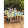 thumbnail image 3 of Outdoor Tablecloth with Umbrella Hole for Patio/Picnic/Party/Camping, Yellow Blue Dinosaur Waterproof Table Cloth Rectangle Table Cover Washable, Palm Trees Mountains Checkered (52"x 70"), 3 of 8