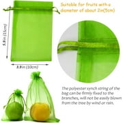 50PCS Fruit Protection Netting Bags for Fruit Trees, Garden Mesh Barrier Bags to Protect Plants from Pest Birds Squirrels, Fruit Cover Mesh Bag with Drawstring, Reusable, Green