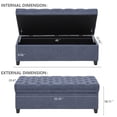 thumbnail image 3 of Foredo Large Storage Ottoman Bench, Button Tufted Linen Upholstered Ottoman with Storage, Oversized Storage Ottomans Toy Box Footrest for Living Room bedroom, Dark Blue, 3 of 8