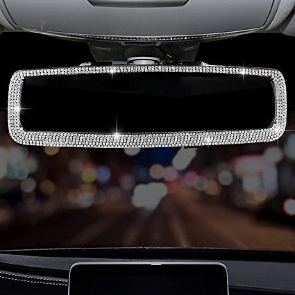 Espejo retrovisor de coche con diamantes de imitación brillantes, espejo de coche con diamantes de cristal Espejo retrovisor de coche con diamantes de imitación brillantes para mujer (cinta) TUNC Sencillez