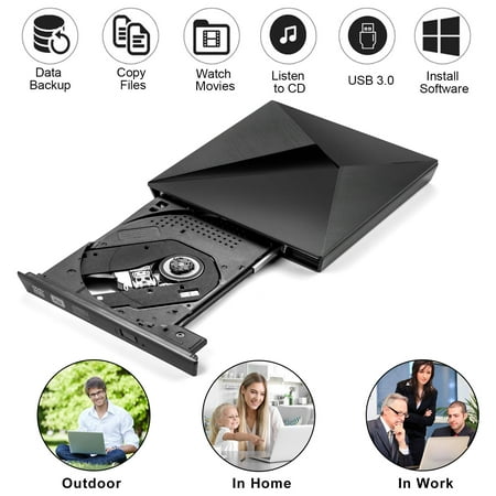 External CD Drive, AGPtEK USB 3.0 External CD/DVD Drive for desktop, All-In-One PC & Macbook (Best External Cd Drive For Macbook Air)