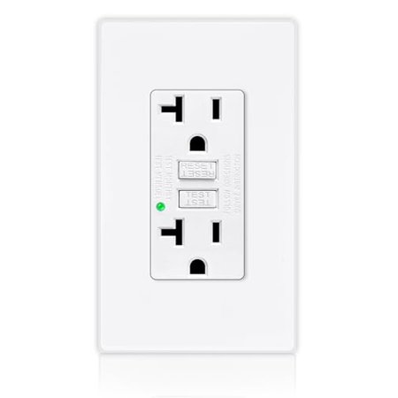GFCI Outlet 20Amp Receptacle, No Tamper Resistant Outlet, Ground Fault Circuit Interrupter, Wall Outlets Safety Electrical Outlet for Home Office with Wall Plates & Screws, LED Indicator UL Listed