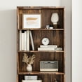 thumbnail image 5 of Industrial Tall  Bookshelf with Doors Floor Standing Bookcase with 4 Open Shelves, Display Storage Rack and 70 Inch Farmhouse Bookcase for Bedroom, Living Room, Home Office  Rustic Brown, 5 of 9