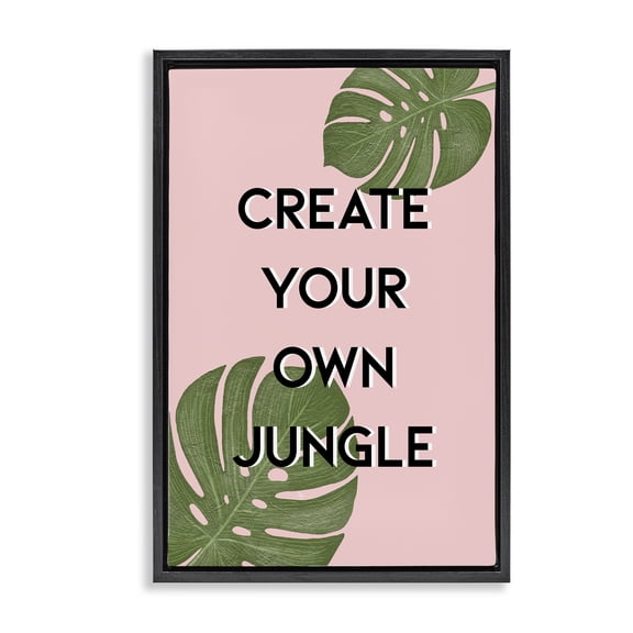 Stupell Industries Create Your Own Jungle Black Framed Floater Canvas Wall Art, design by Martina Pavlova