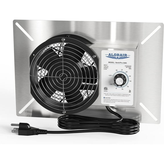 ALORAIR Stainless Steel Crawl Space Vent Fan - 260 CFM Air Out Ventilation Fan with Humidistat Dehumidistat, IP55 Rated Exhaust Fan with Isolation Mesh for Crawlspace Foundation Basements Garage Atti