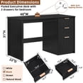 thumbnail image 2 of 48" Fluted Executive Desk, Modern Wood Computer Writing Desk Home Office Desk with Metal Handles, Writing Table Storage Cabinet for Study, Black, 2 of 9