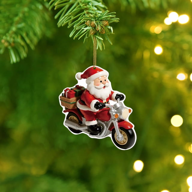 Adorno Colgante de Papá Noel de Acrílico | Colgante para Árbol de Navidad de Alta Transparencia E Impermeable | Decoración Navideña Ligera y Plana con Cinta para Interiores, Exteriores, Ventanas y Pu