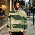 thumbnail image 6 of Men's Camo Print Pullover Hoodie,Drawstring Hooded Long Sleeve Casual Sweatshirt,Loose Streetwear Top with Pockets Dark Green S, 6 of 6