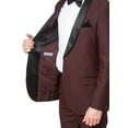 thumbnail image 3 of Adam Baker Men's 9-3409 Slim Fit One Button Satin Shawl Collar Tuxedo Suit - Burgundy - 42 Regular, 3 of 4